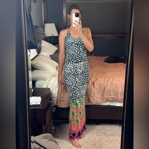 Nicole Miller Artelier Sleeveless Pineapple Spotted Maxi Dress, Small